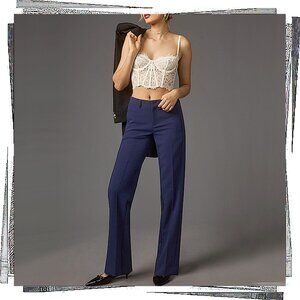 Navy Slim Trousers w/ Zip Front Pockets & Welt Back Pockets (2) by Maeve